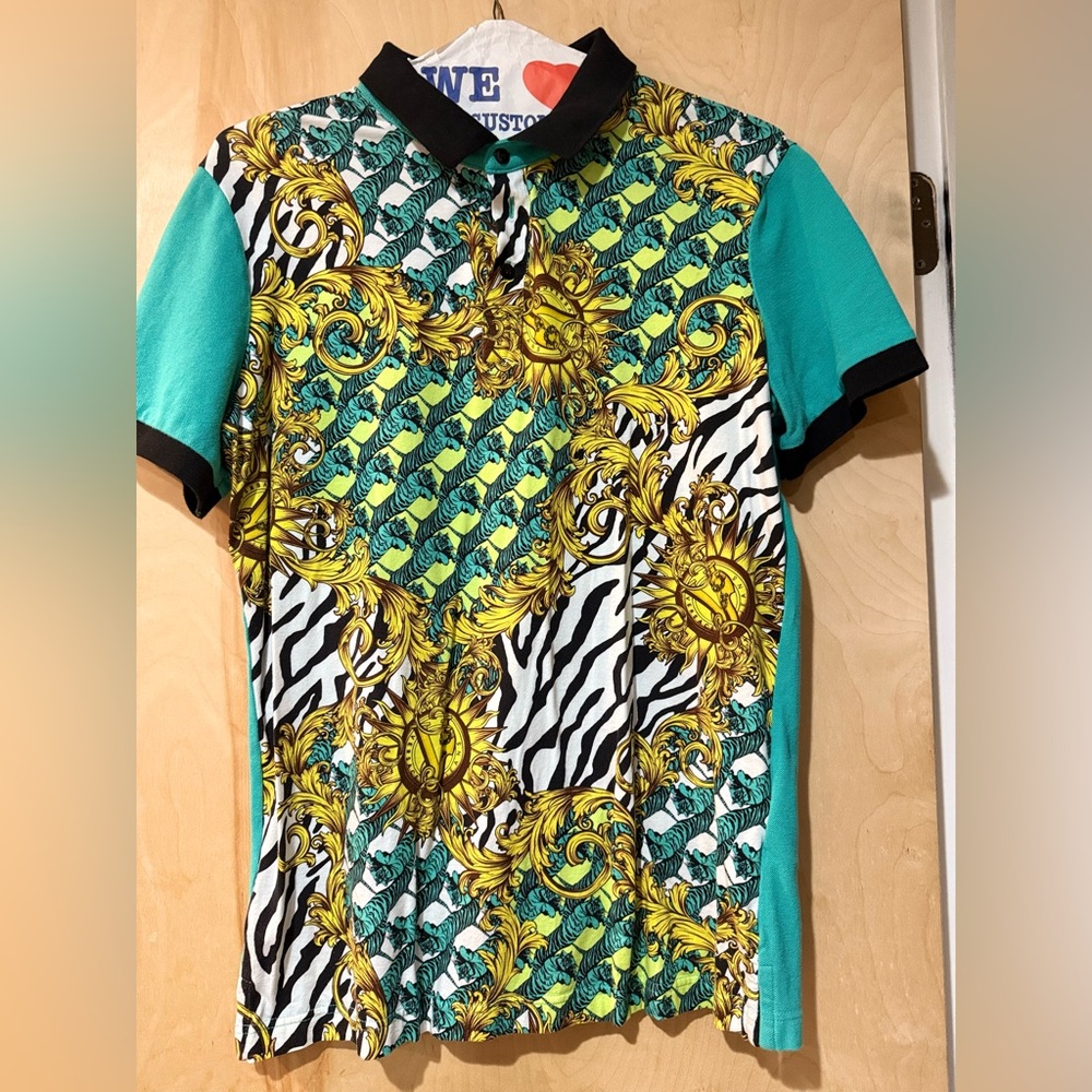 Versace Jeans Collection Turquoise Tee with Yellow Accents